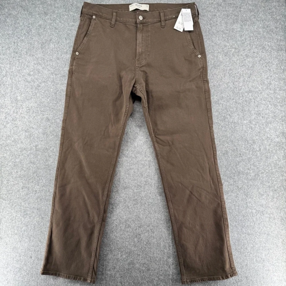 Hollister Straight Leg Pants Mens 33x32 Brown Classic Five-Pocket Chino